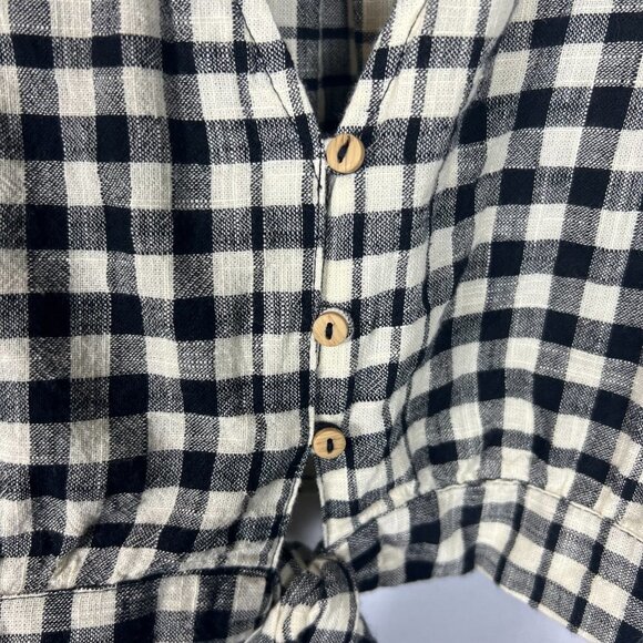 Zara Womens Check Plaid Crop Top Size L Academia Preppy‎ Gauzy Balloon Sleeves - Picture 7 of 11